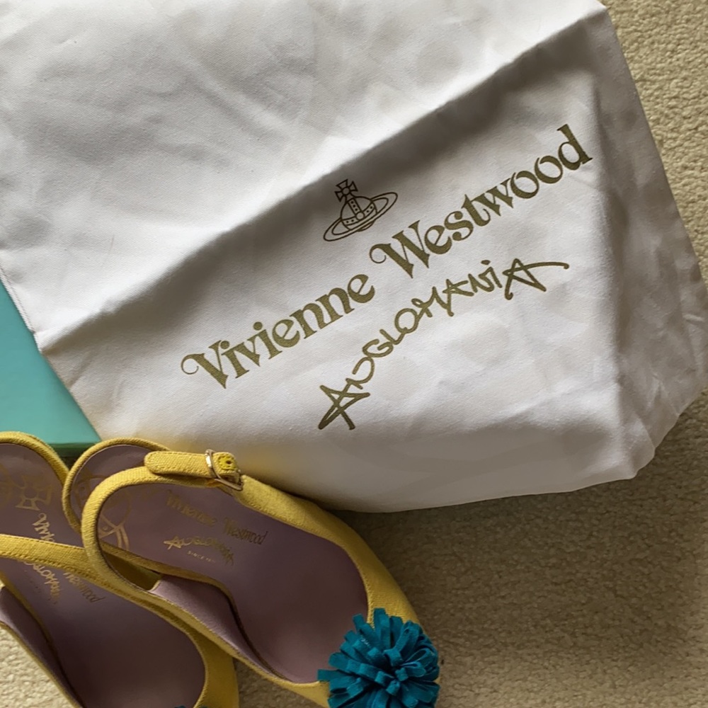 💥SOLD💥✨RARE ✨ Vivienne Westwood Canvas Platform Slingback Pumps - Picture 8 of 14